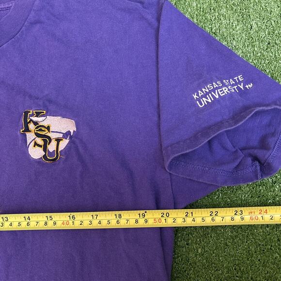 Purple Vintage Distressed Embroidered KSU Graphic Tee - Picture 4 of 5